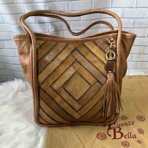 Firenze Bella Gorgeous Tan Leather Inlay Bag